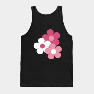 60's Flower Power Pop Flowers in Pink and White Tank Top